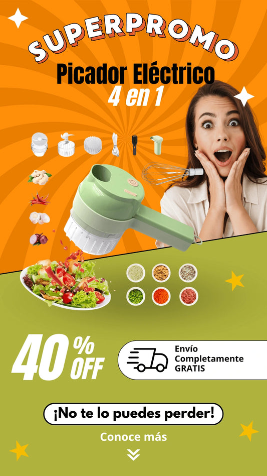 🟢 OFERTA 40% DTO - Picador Eléctrico 4 en 1: AHORRA TIEMPO Y ENERGÍA al cocinar 👩🍳VL