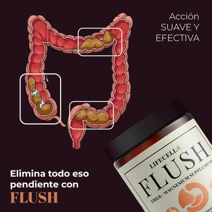FLUSH: Combate el estreñimiento, limpia tu colón de forma SUAVE Y NATURAL. Suplemento con MAGNESIO y FIBRA